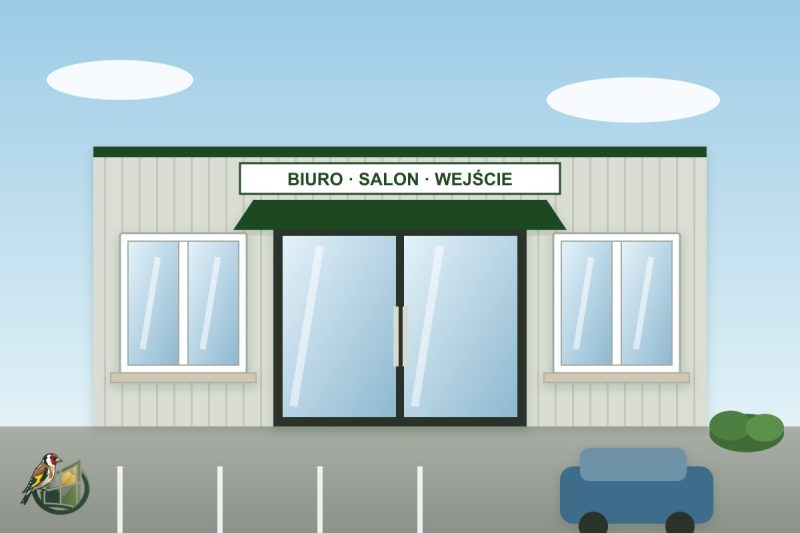 Wejście do biura i salonu PrimaOkna
